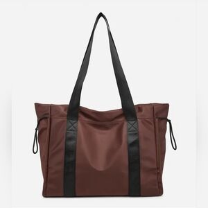 Lydia Drawstring Nylon Tote w/ Contrast Handle